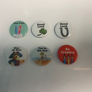 Pleasant Company American Girl Vintage Grin Pins LOT of 6 Fun Luck Creative Say